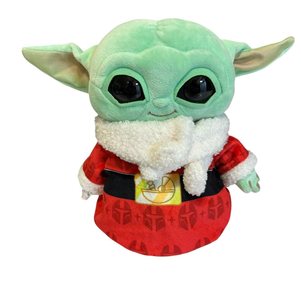 Star Wars The Mandalorian Grogu Plush Toy Santa Outfit 8" Mattel 2022